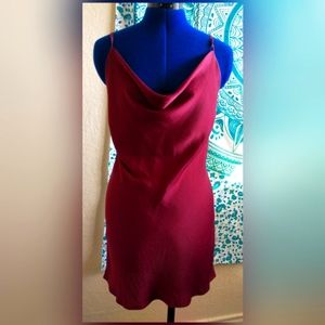 Satin cowl neck slip dress